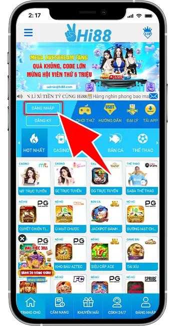 Bước 1: Đăng nhập vào tài khoản game